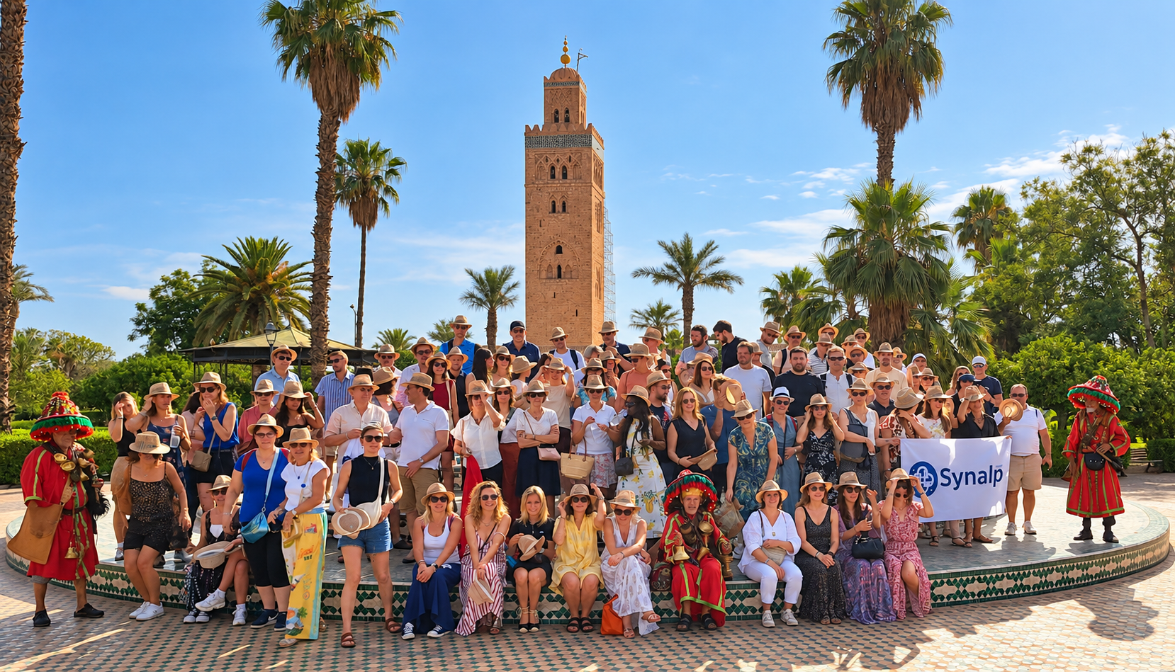 Photo de groupe lors d’un séminaire d’entreprise à Marrakech au Maroc